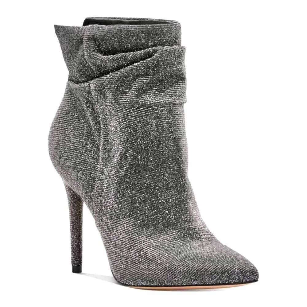 New Sz 5.5 Jessica Simpson Lalie Sparkly Bling Silver Slouch Ankle Bootie